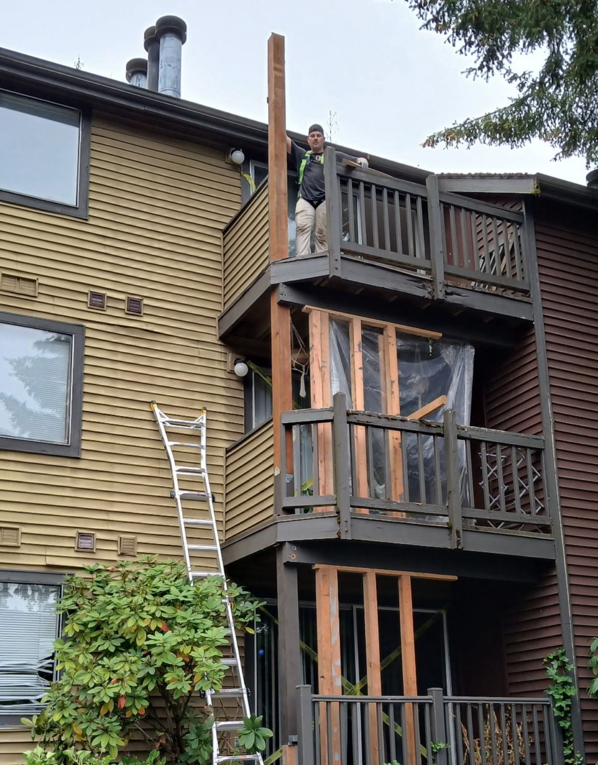 Structural balcony and post replacement on a multifamily building
